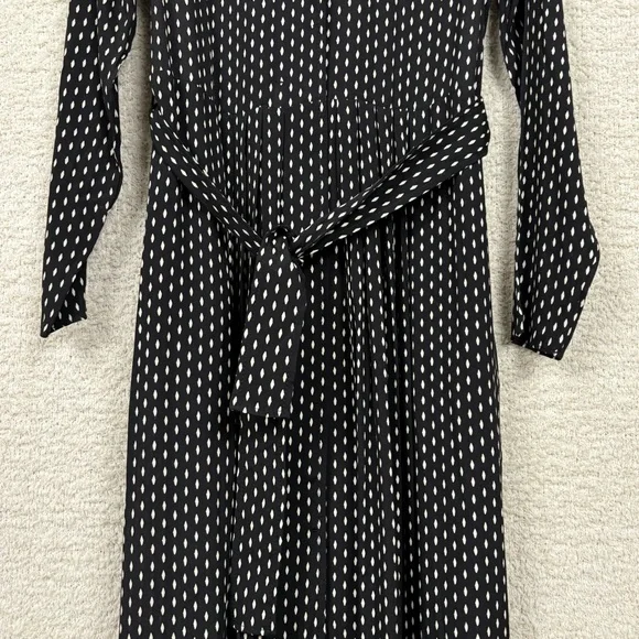 Massimo Dutti Dress Womens 2 Black White Diamond Checkered Print Button Front - Picture 6 of 15